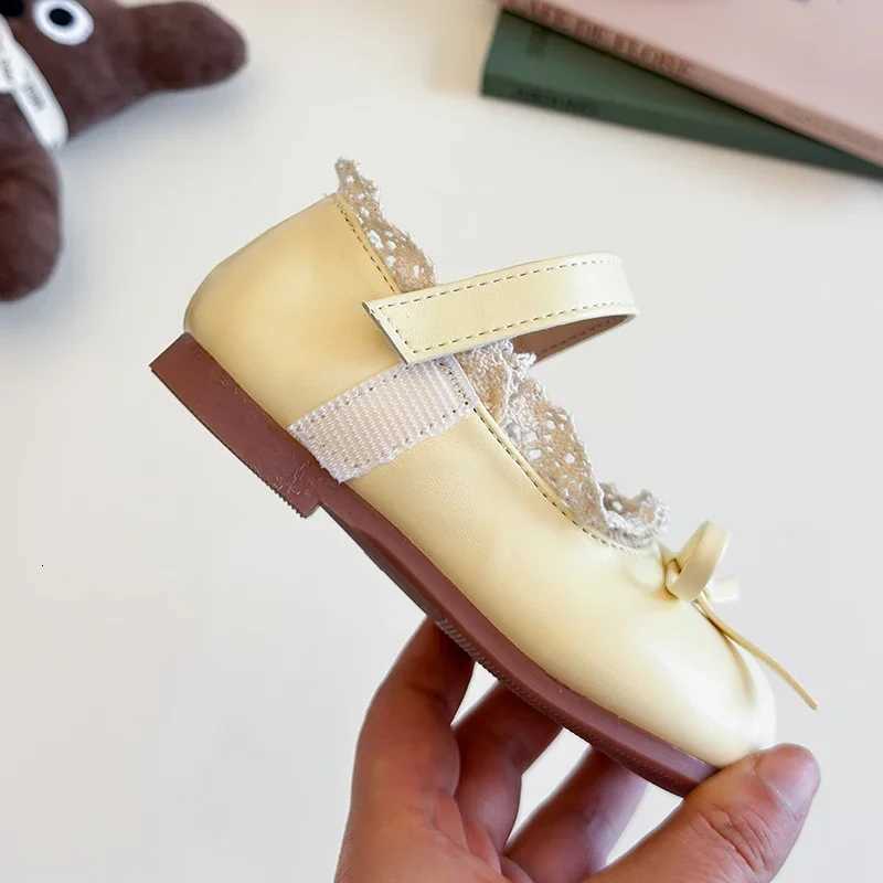 Princess Shoes Girls Lolita Lace Edge Mary Jane Flats Child Soft Sole Butterfly Casual Shoes Toddler Kids PU Leather Dress Shoe XJ250724