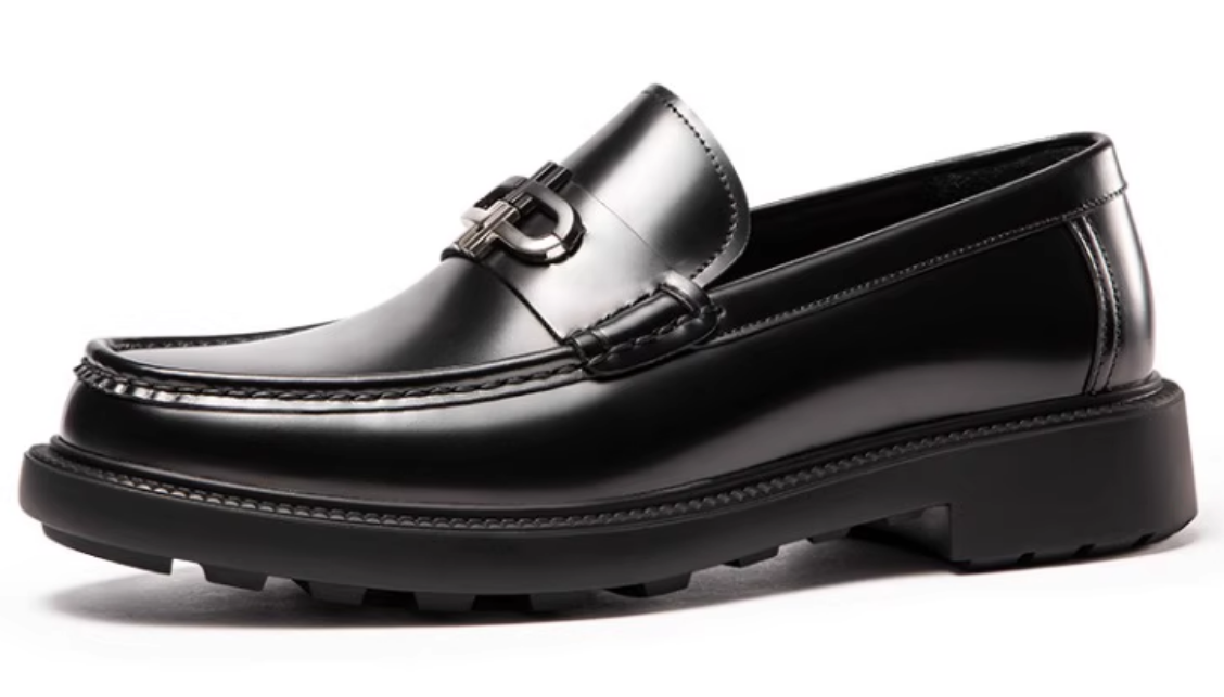 New thick-soled leather shoes for men's round toe British leather heightening and high-end handmade business men's shoes