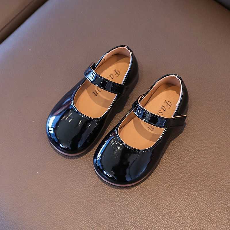 Girls Princess Shoes Patent Leather Pure Color Light Children Mary Janes Plain Round Toe Spring Daily Kids Flat Shoe 23-35 XJ250724