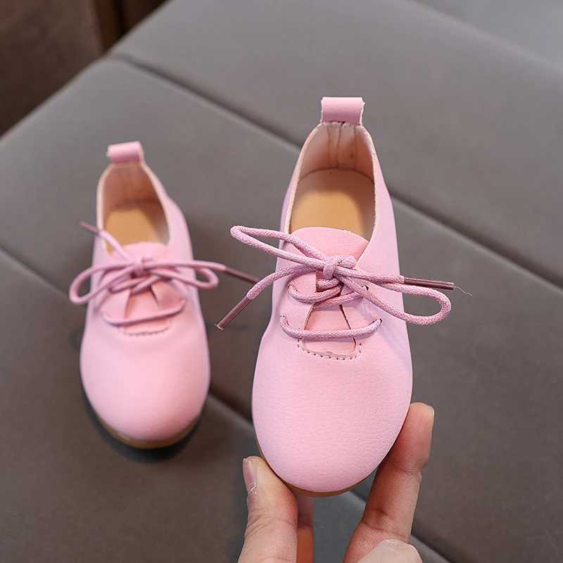 Spring Children Leather Shoes Lace-up Solid Color Matte Kids Flat Shoes Light Flexible All-match Leisure Fashion Girls Shoes XJ250724