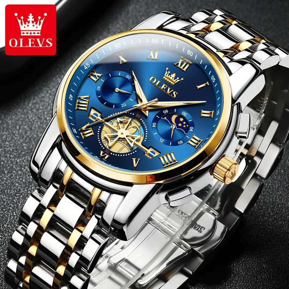 OLEVS Top Brand Mens Watches Classic Roman Scale Dial Luxury Wrist Watch for Men Original Quartz Waterproof Luminous Male Watch W250724