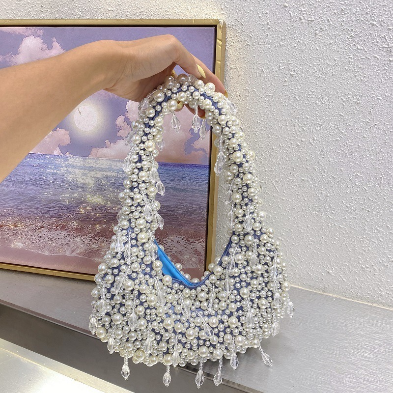 Fashionable Bead Embellished Handbag for Everyday Use Comfortable Under Arm Style