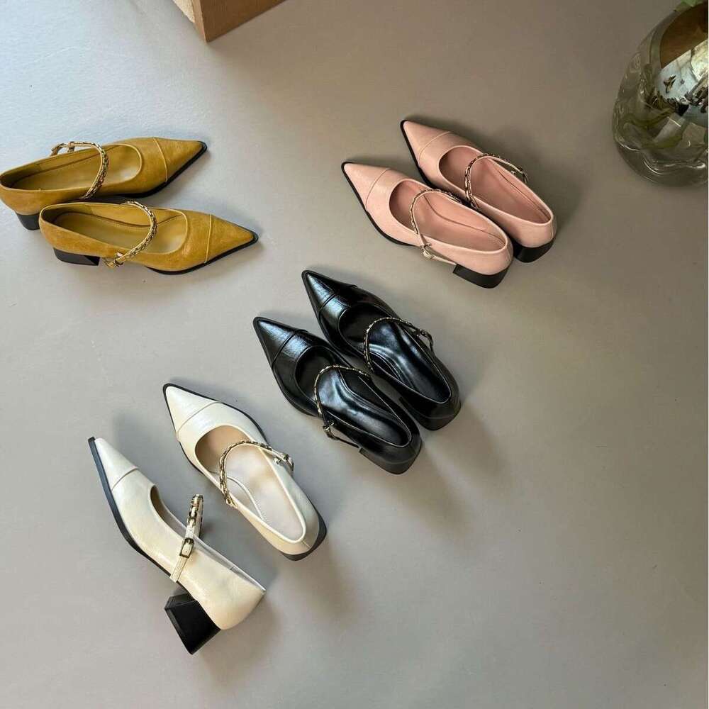High Heels Thick Non-Tiring French Style Single for Women 2025 Spring New Shallow Mouth Casual Women's Shoes Comfortable Soft Sole