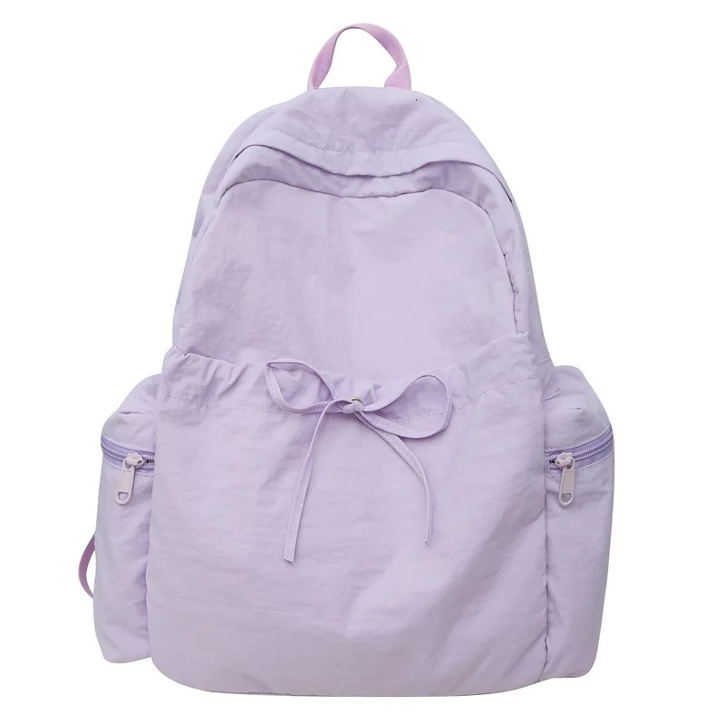 Simple and Versatile Drawstring Bow Large Capacity Backpack with Personalized Embroidered Name Nylon Backpack Gift 250723