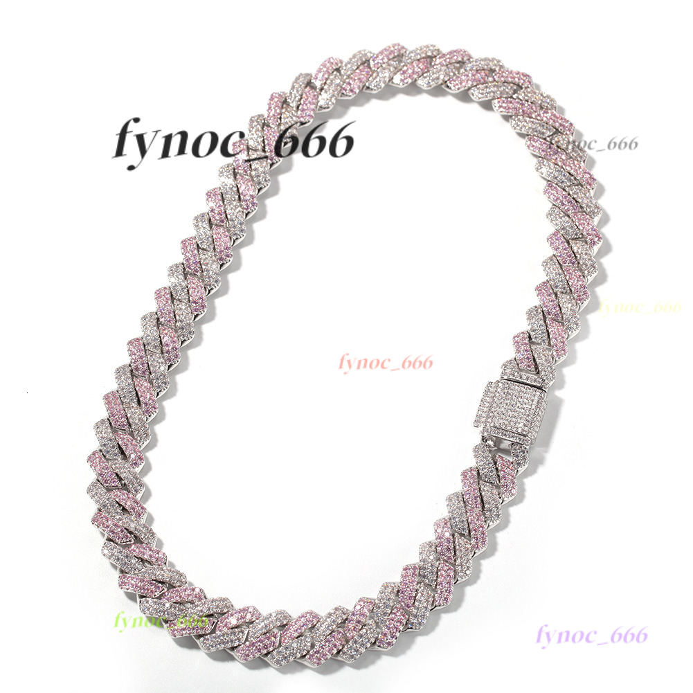 Hip Hop 925 Silver Moissanite Necklace 13mm Wide Cuban Chain in 16 18 20 22 24 Inch Lengths Rapper Style Cuban Chain