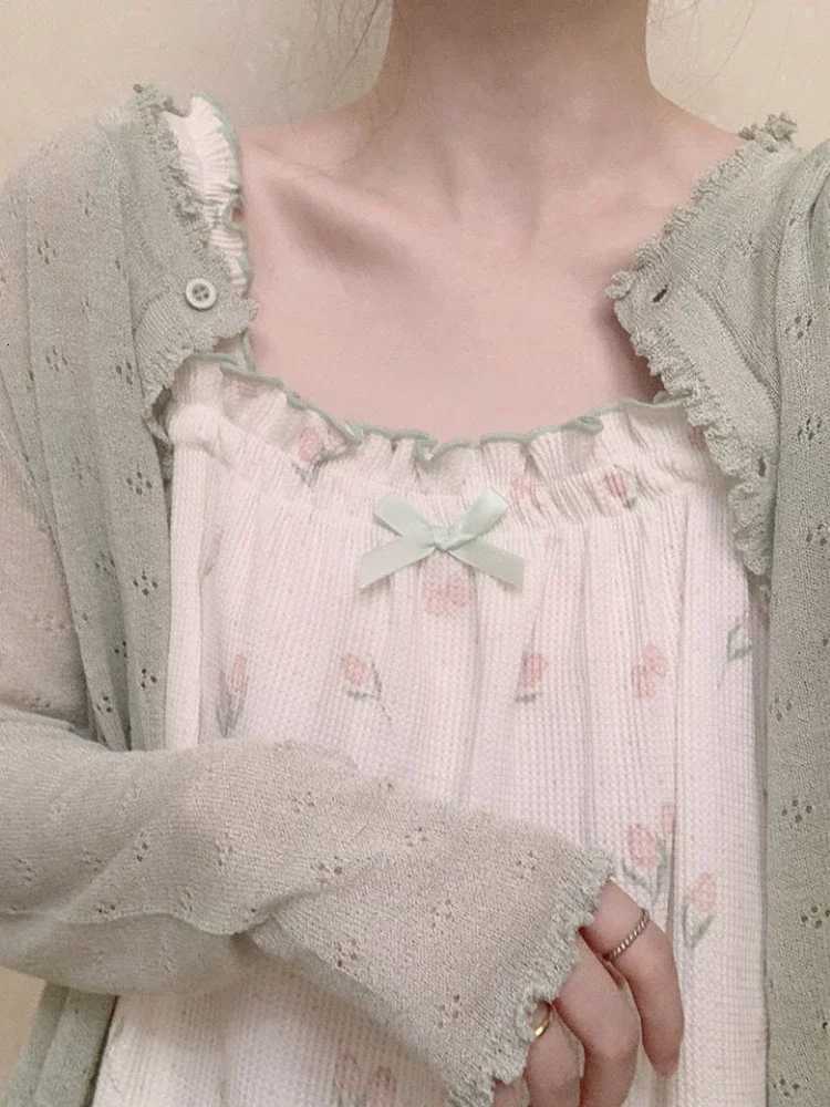 2025 Women Summer Sun Protection Coat Lace Hollow Cardigan Lolita Female Blouse Tops Covers Blusa Y2K Korean All Match Tops X250724