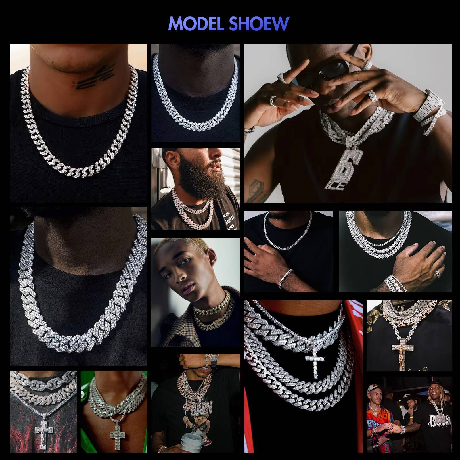 Custom Factory 20mm Four Rows Moissanite Cuban Link Necklace Hiphop Style for Men Women Passes Diamond Test for Men Women