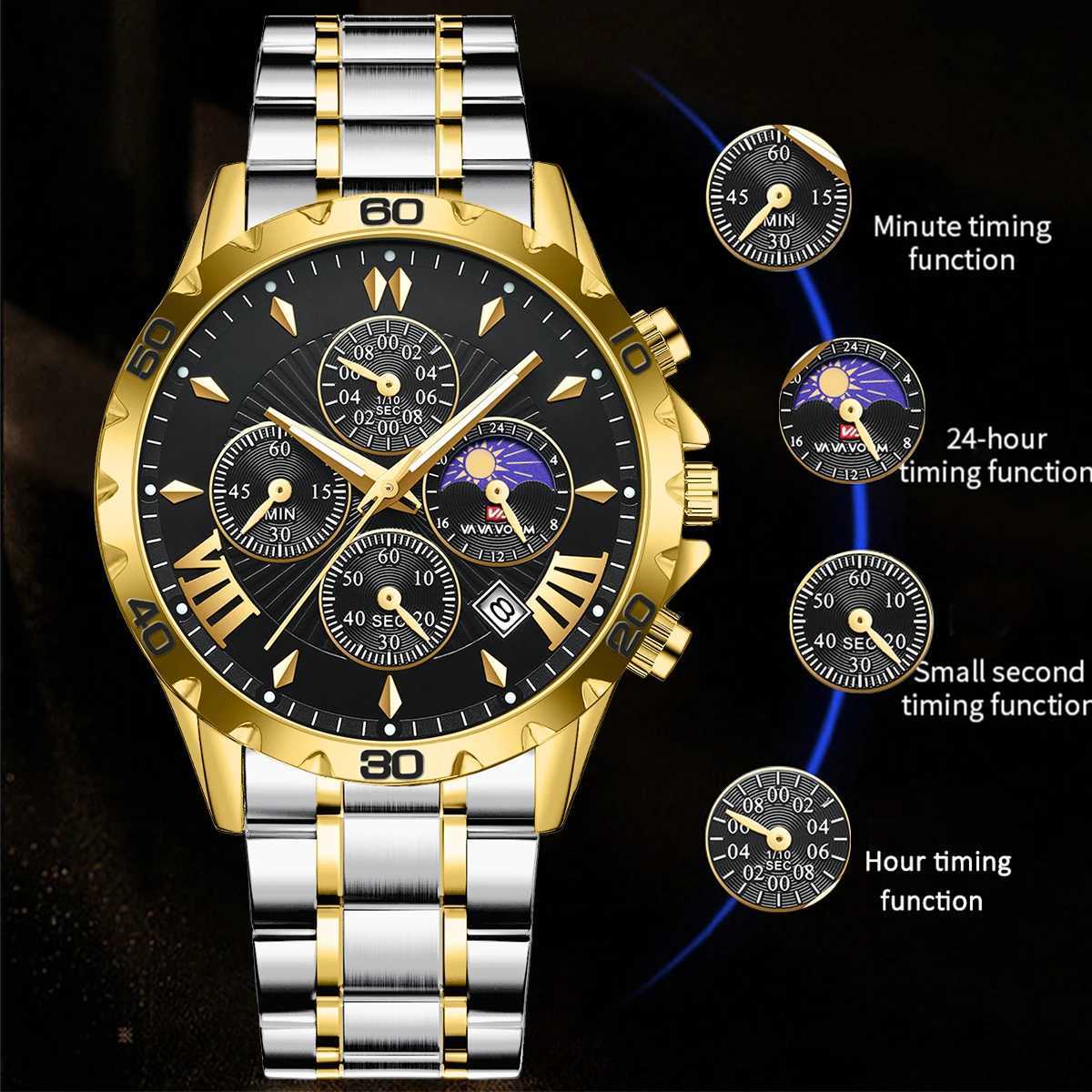 VA VOOM Top Brand Luxury Watch for Man Quartz Sports Men Watch Waterproof Luminous Stainless Steel Chronograph Men Wristwatch W250724