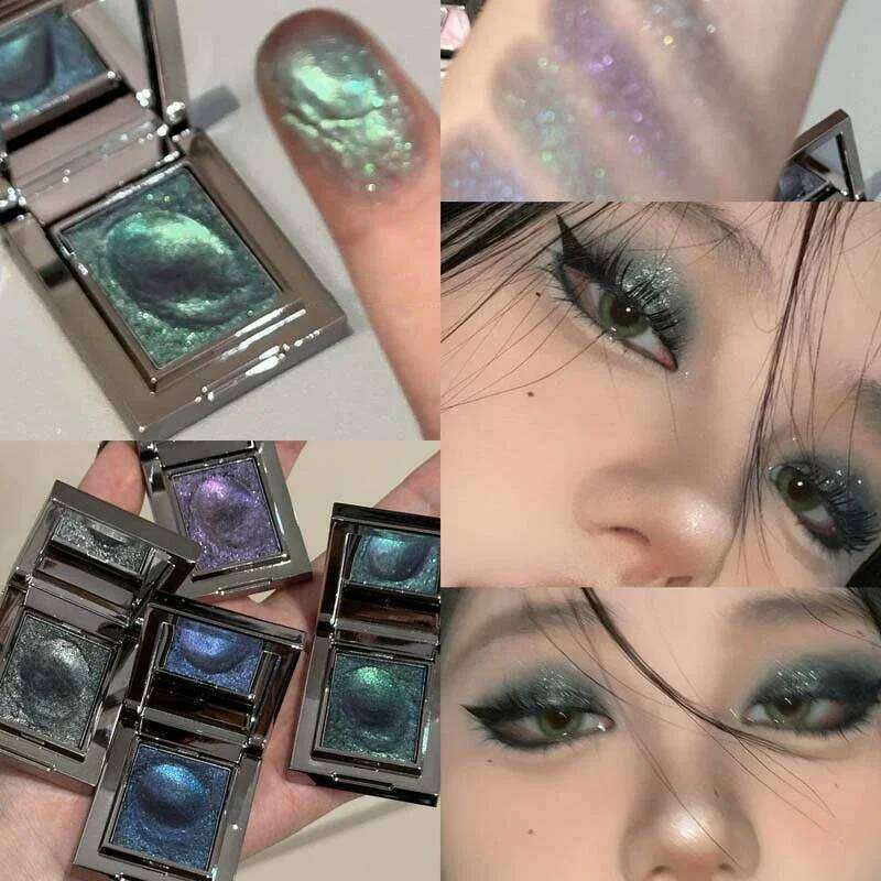 Punk Metallic Glitter Mashed Potato Shimmer Highlight Pressed Pigments Dark Smoky ple Pearlescent Eyeshadow Palette X250723 X250724