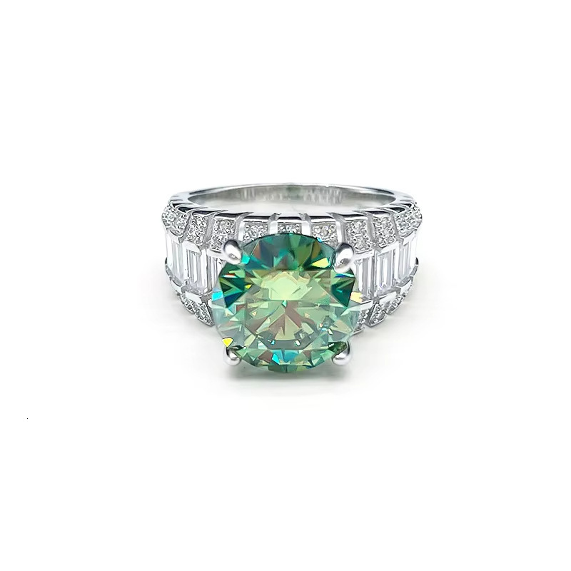 5 Ring S925 Sterling Silver Wedding Ring Green Ring Band 250724