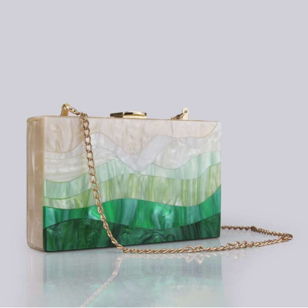Designer Luxury Evening Diamond Evening Patchwork Trendy Acrylic Single Shoulder Chain Bag for Women