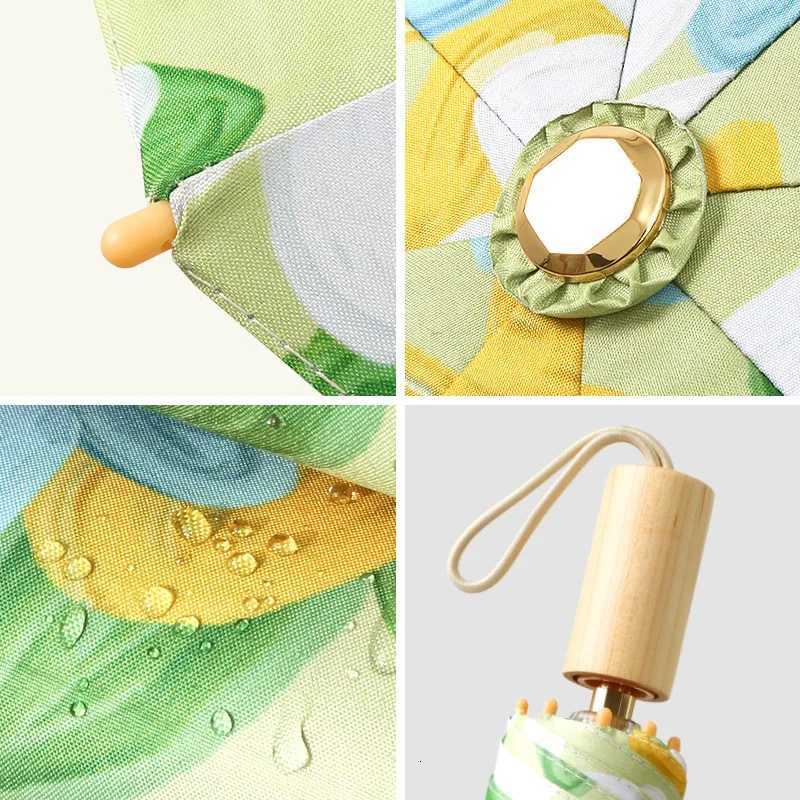 Retro Flower UPF50+ Umbrella Colorful Windproof Folding Sunshade Rain Umbrellas Portable UV Protection Sunshade for Outdoor R250724