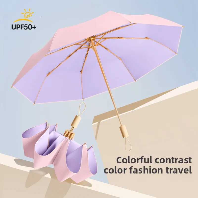 Ins High-value Sun Umbrella Womens Sun Protection and Ultraviolet Rays Folding Sun Umbrellas for Both Sun and Rain R250724