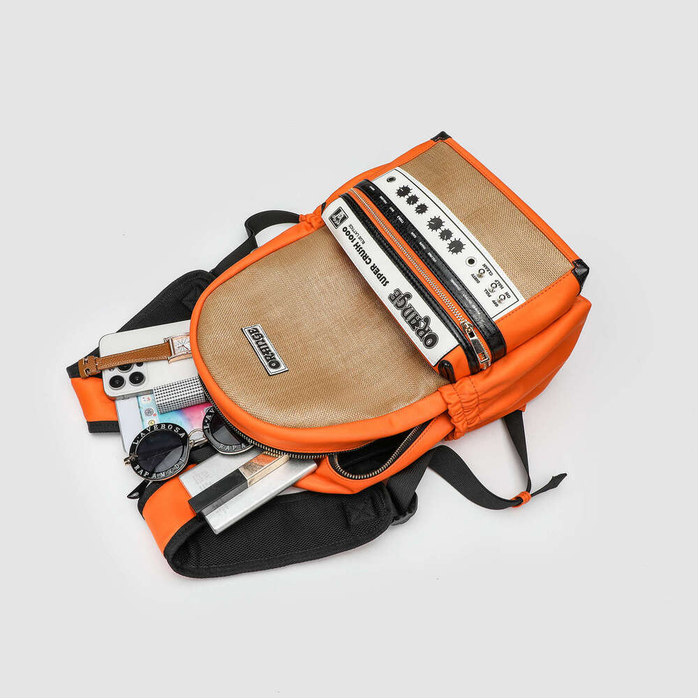 Backpack men's orange speaker backpack large capacity trendy casual street personality fashionable backpack