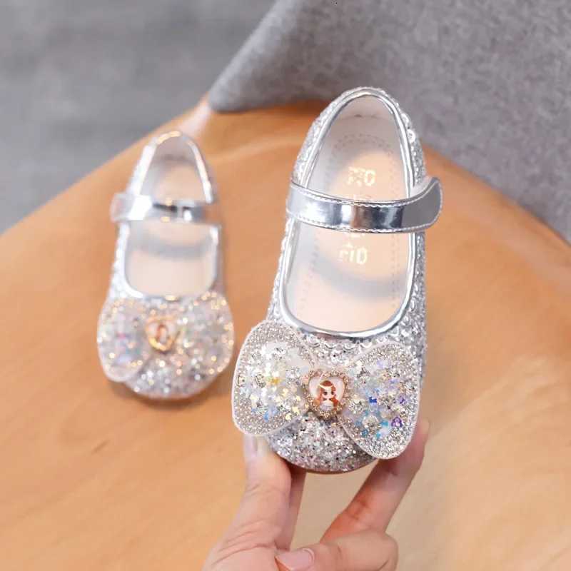 21-36 Kids Shoes For Girls Bling Rhinestone Children Princess Shoes Girls Flats Mary Jane Toddler Girl Shoes SilverPink XJ250724