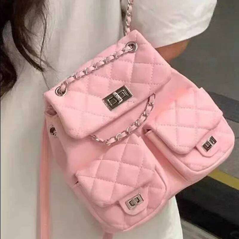 2025 New Bagpack Korean Version Small Fragrance Chain Advanced Big Capacity Simple Sweet Trend School Backpack MDNG