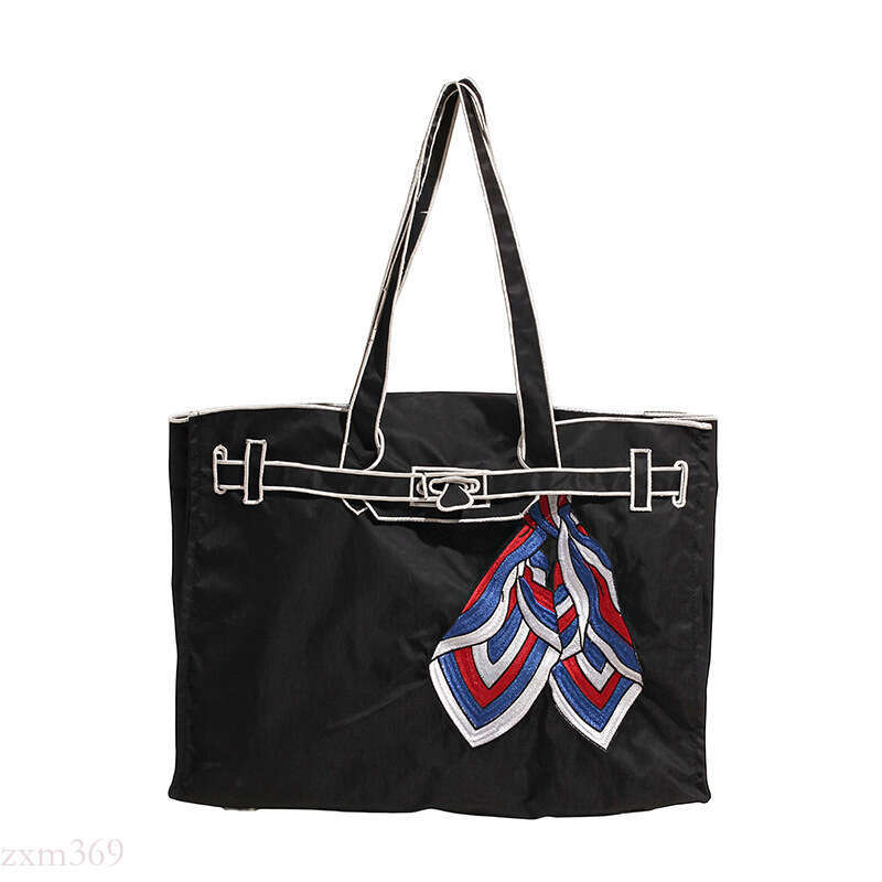 New Embroidered Eco-friendly Tote with Bow Lightweight Shopping Commuter Handbag Women's Shoulder Bag