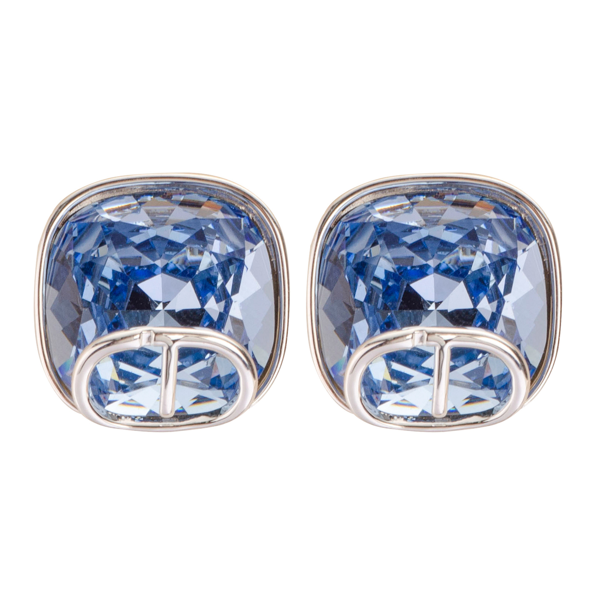 Fashion Simple Inlaid Klein Blue Crystal Letter Earrings for Women High-end Light Niche Sier Needle Ear Jewelry