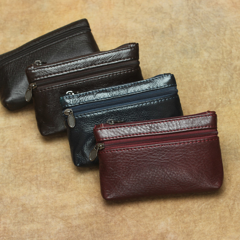 Free Shipping Designer Bag, Genuine Leather Coin Wallet, Bus Booth, Double-layer Zipper, Cowhide, Handheld Coin Storage Bag, Large Size