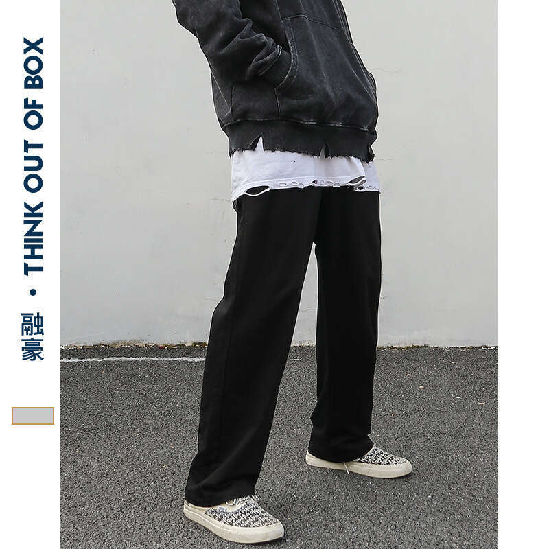 American Style Washed Vintage Sports Casual Versatile Men's Spring Autumn Long Loose Fit Plus Size Pants