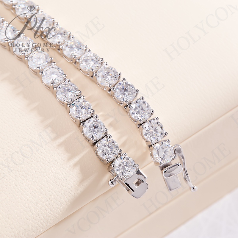 Hip Hop Tennis Link Necklace For Men Women 925 Sterling Silver Iced Out Bling Moissanite Stone Fashion Jewelry 6.5MM Fine Tennis Chain Valentine Gift