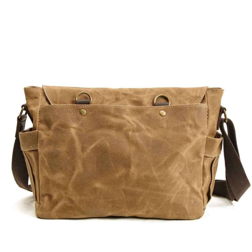 Wax Canvas Splicing Real-Leather Vintage Men's Single-Shoulder Fashion Computer Messenger Bag