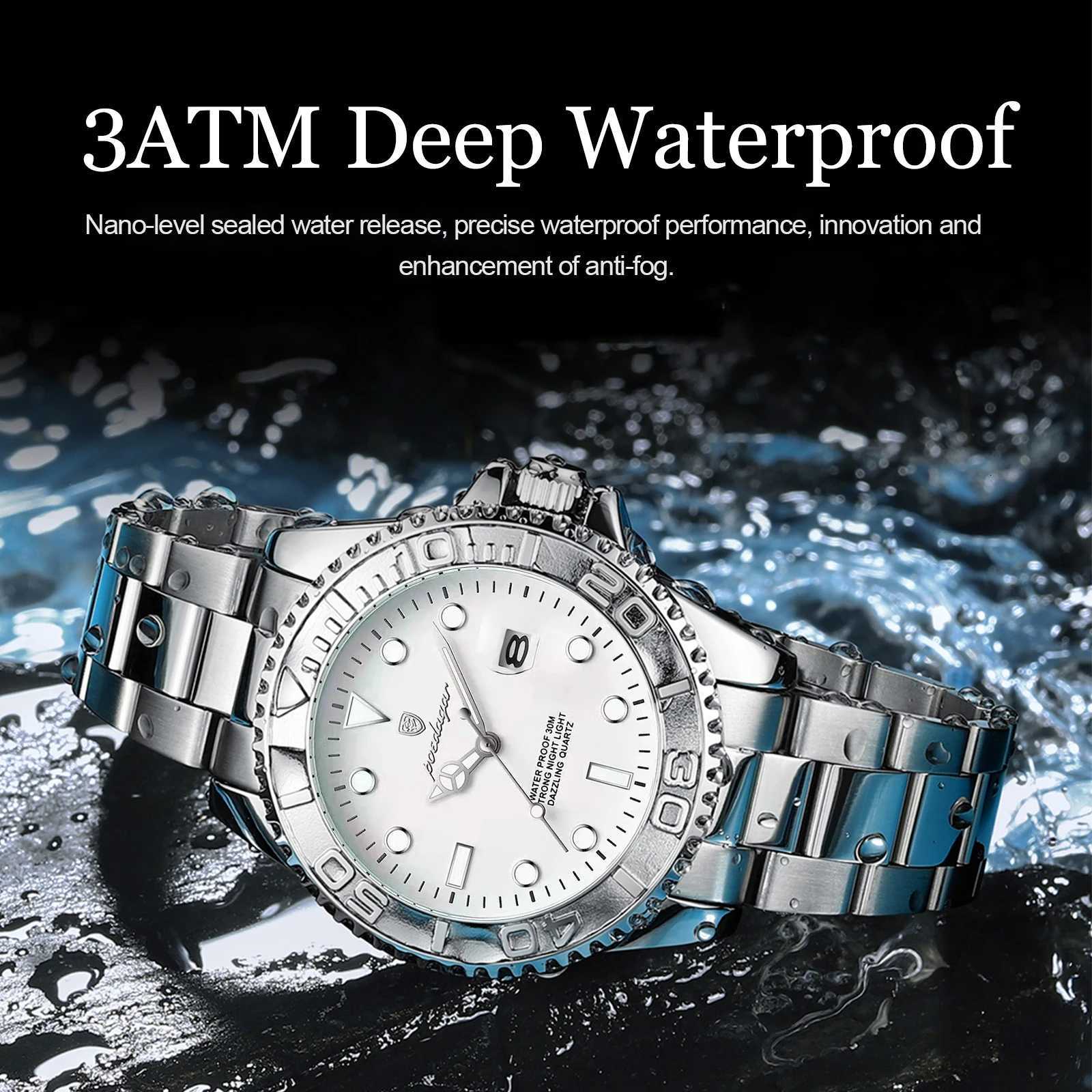 POEDAGAR Luxury Military Men Watch Waterproof Luminous Date Man Stainless Steel Watch High Quality Business Mens Quartz Watches W250724