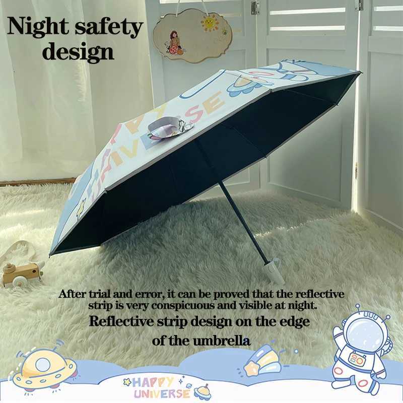 UV sunshade umbrella Space astronaut fashion umbrella No Rebound Reflective Stripe Design Wind Resistant Folding Umbrella R250724