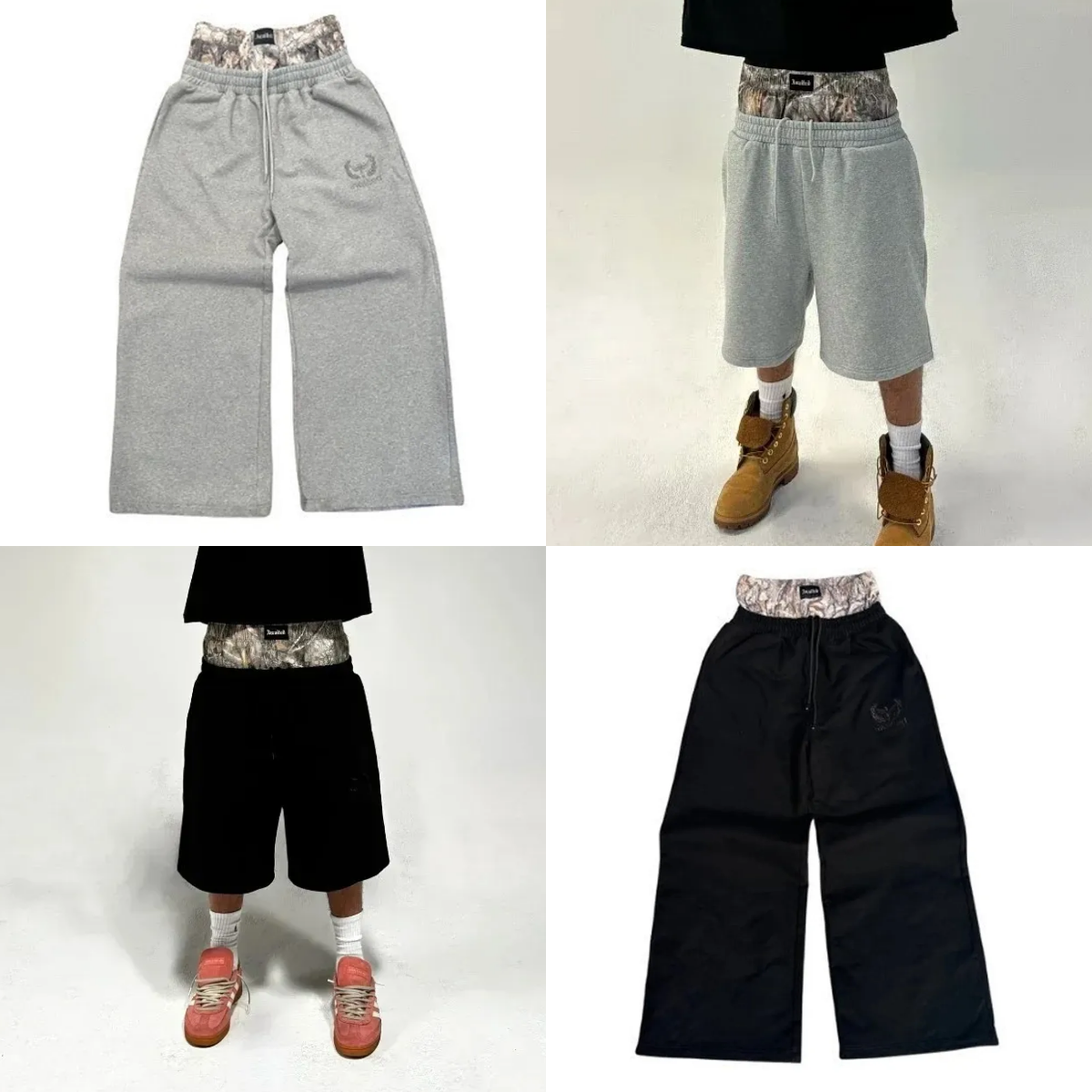 Men's Pants Double Cuffs Baggy Joggers Black Oversized Drawstring Flannel Lined Elastic Waistband Casual Streetwear Workout Daily Petite Y2K