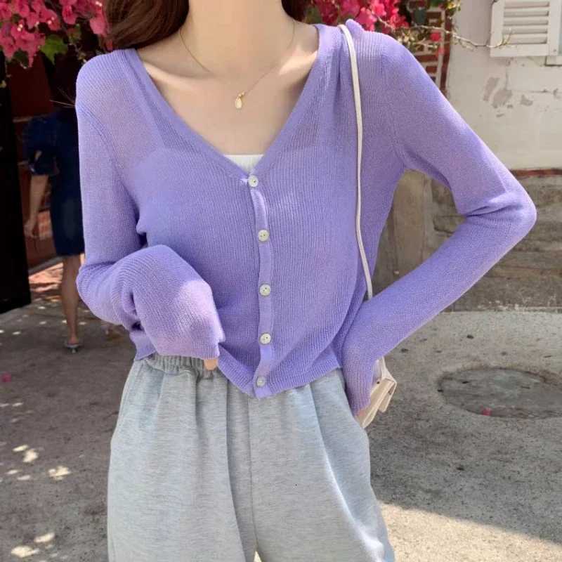 New Womens Long Sleeve Cropped Cardigan V Neck Button Down Knit Lady Autumn Spring Knitted Single-breasted Cardigan Sweaters X250724