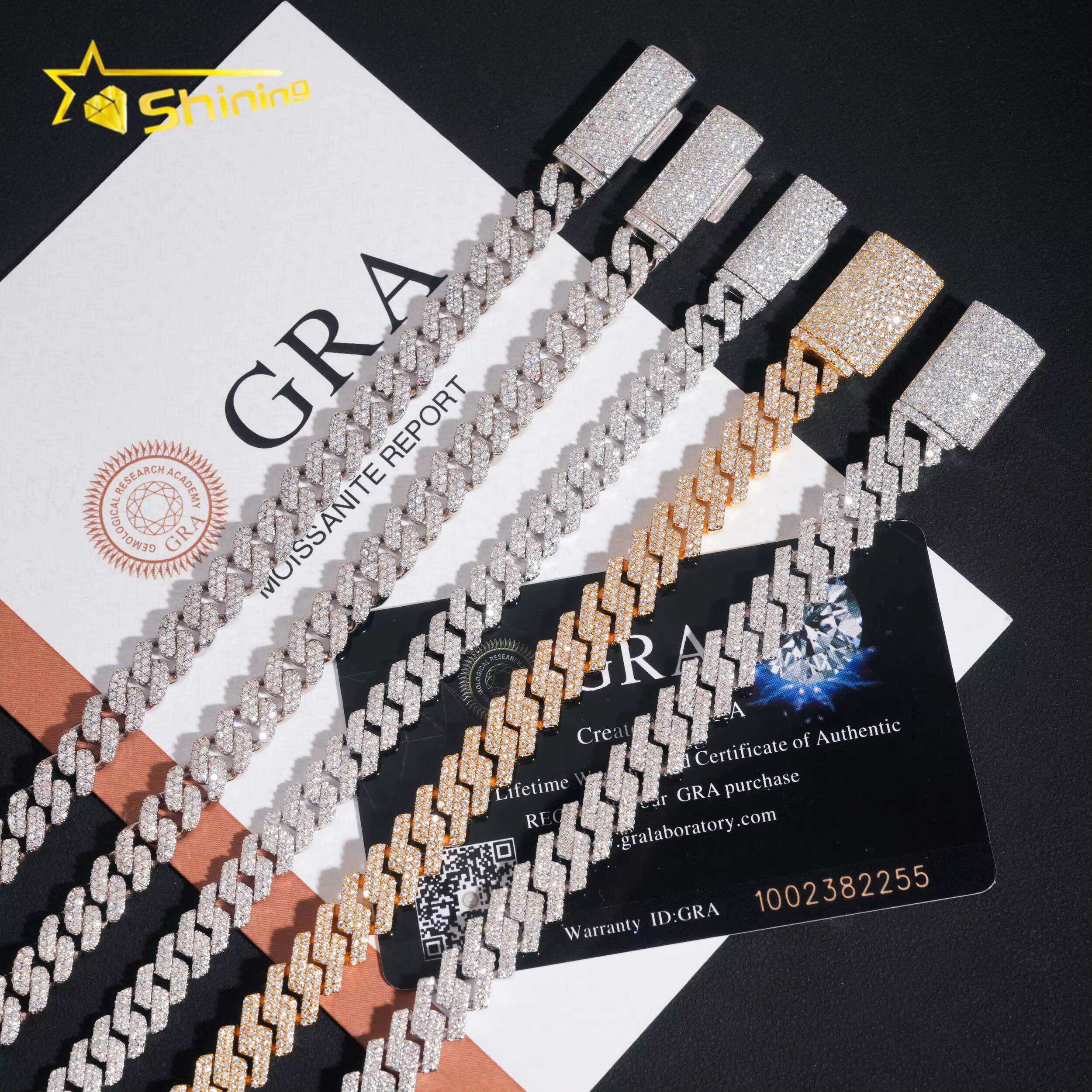 Hot Sale VVS Iced Out Moissanite Pass Diamond Test 925 Silver Gold Hip Hop Cuban Link Chain Necklace Fine Jewelry for Men