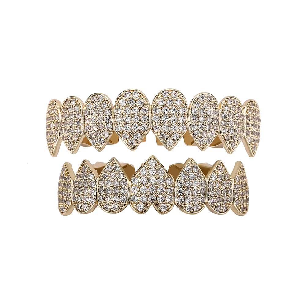 Gold Plated Diamond Teeth Grillz Custom Moissanite Diamond Hip Hop Custom Grillz for Men and Women for Gift