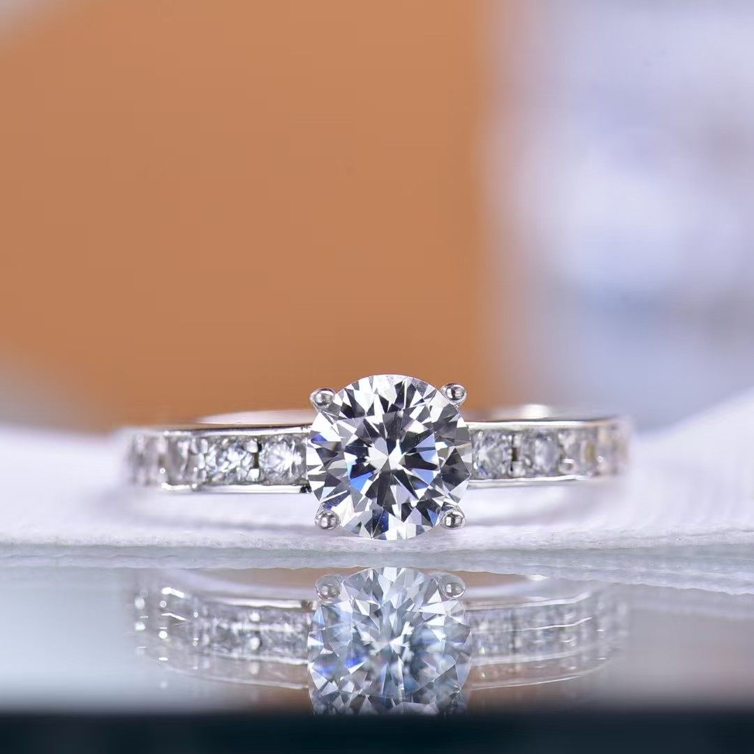 925 Sterling Silver Square - circle Moissanite Ring - High - quality Lab - Created Gem, Unique and Timeless Design