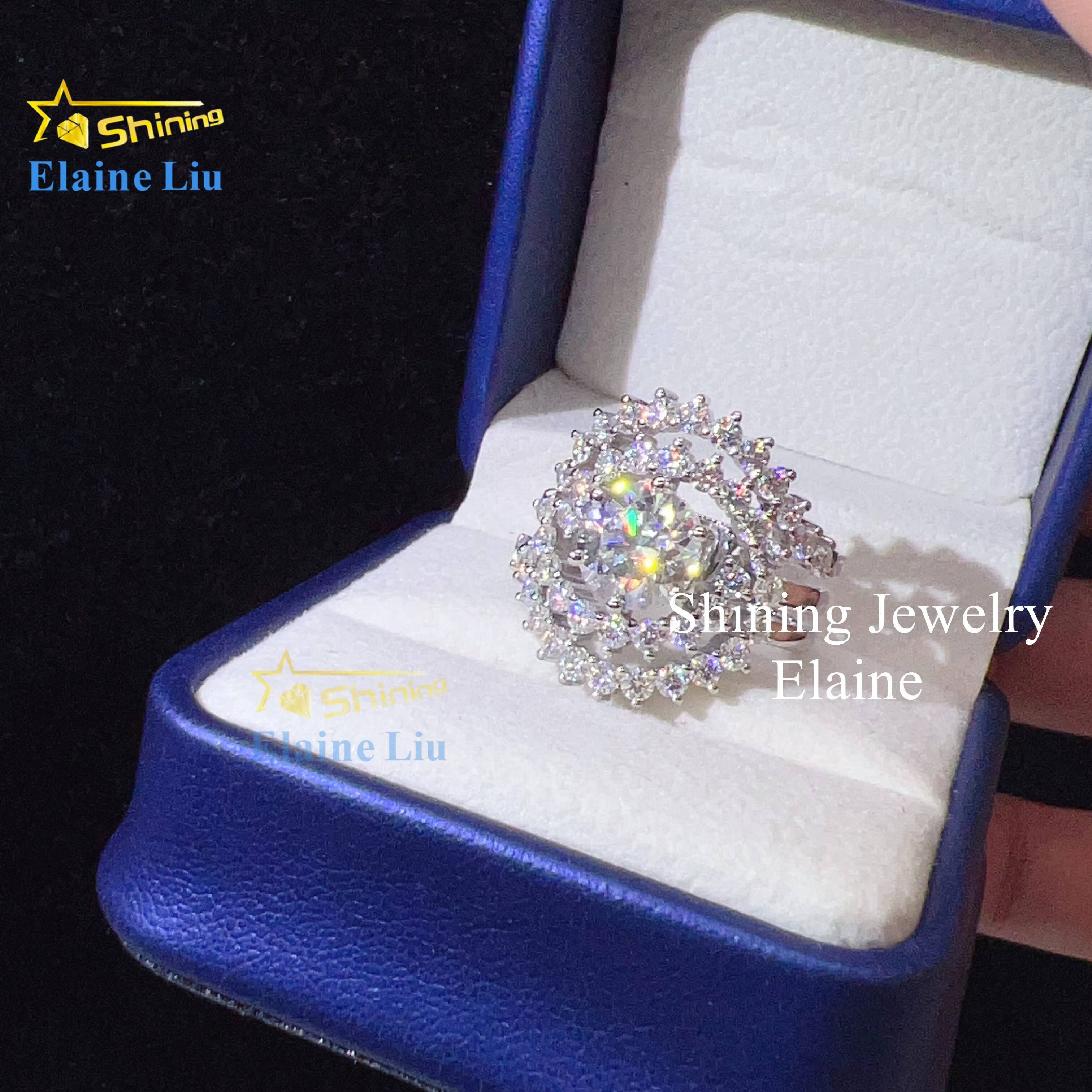 Fashion Vvs Moissanite Luxury Designer Wedding Rings for Women Diamond 925 Sterling Silver Gold Rings