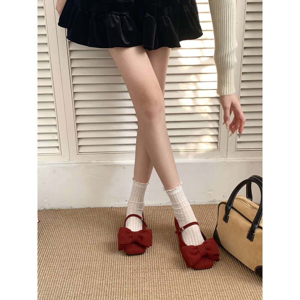 Designer Spring New Elegant Small Square Toe Bow Commuter Versatile Sole Soft Surface Shallow Mouth Single Shoes for Women Outdoor Wear