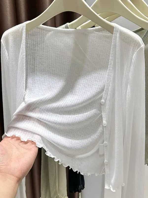 Plus Size Plus Size Ice Silk Thin Sun Protection Cardigan Womens Summer Or Toulder Wrap Ear Look Outerwear Cover Up Jacket X250724