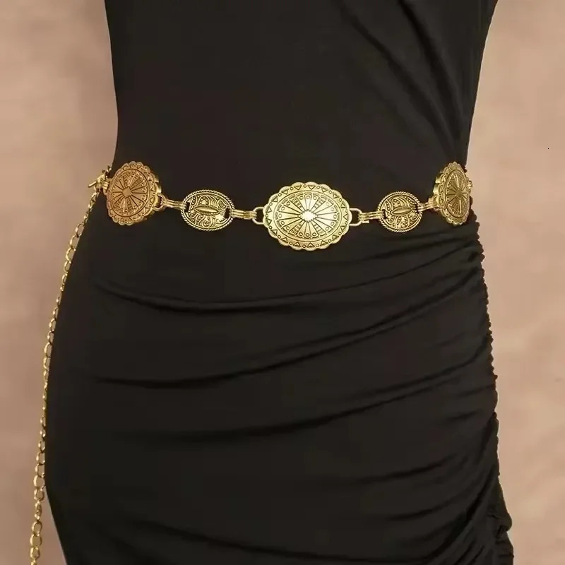 1 Piece Set of Waist Chain Accessories for Womens Retro Bohemian Ethnic Style High-end Silver Metal Chain Belt with Skirt Belt 250722