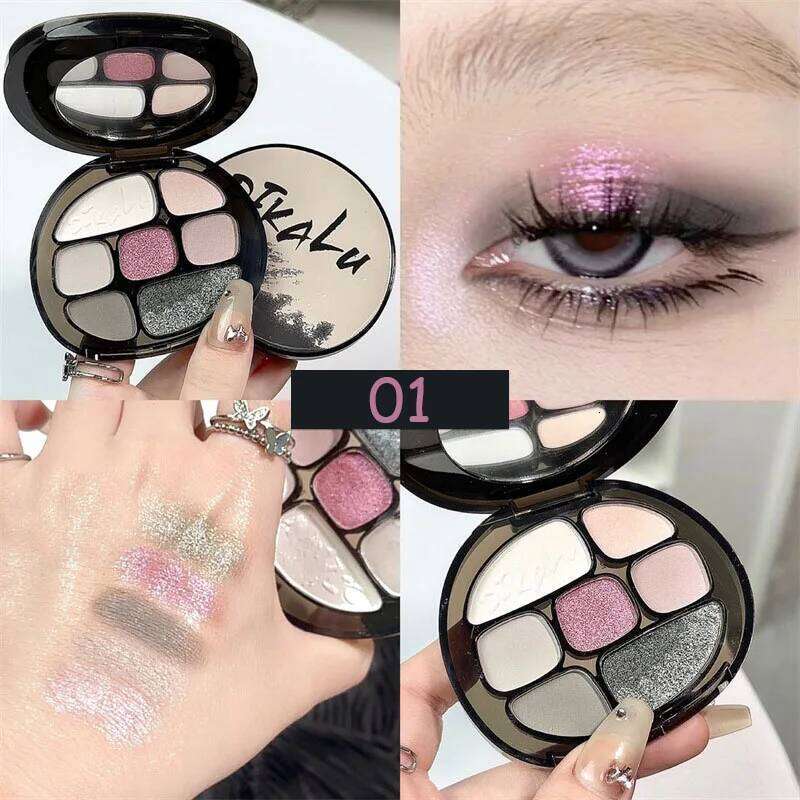 Pink Eyeshadow Palette Matte Pearlescent 8 Colors Eye Shadow Cool Night Black ple Brown Glitter Eyes Makeup Cosmetics X250723 X250724