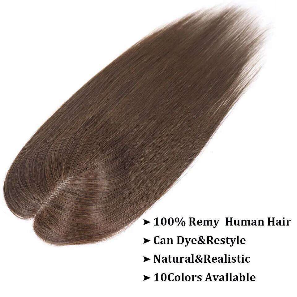 16" Brown Clip In Toppers Women Blonde Breathable Lace With PU Human Pieces For Loss Or Thinning Hair