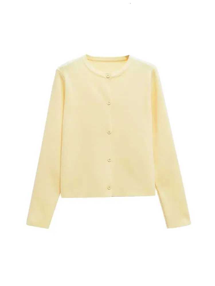 TRZA Womens Knit Cardigan Sweater O-Neck Long Sleeve Chic Outerwear Fashion Front Button Female Top X250724