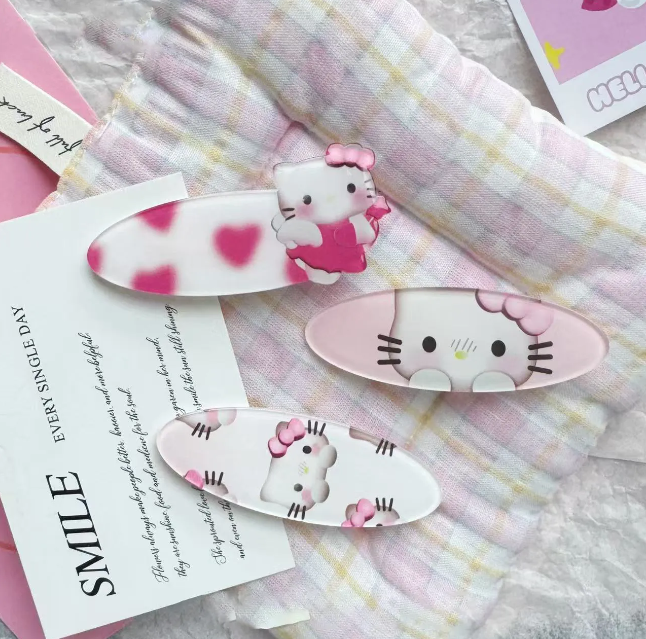 Cute Cartoon Kitty Cat Hairpin Korean Girl Sweet Elliptical Side Bangs Student Headband Versatile Hair Accessory