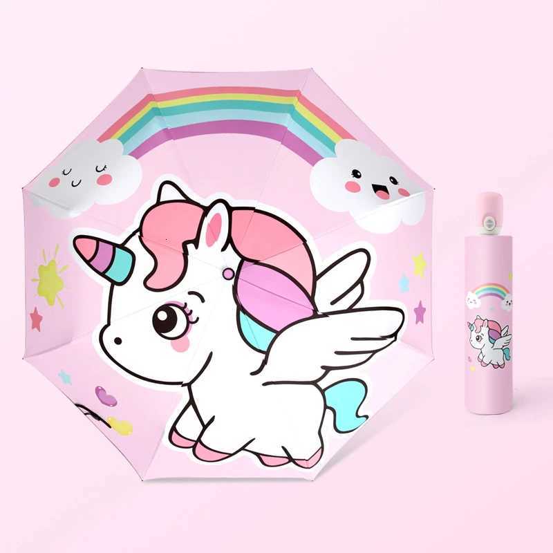 Folding Umbrella Cute Unicorn dinosaur Spaceship Little Tiger Fashion Sunscreen Umbrella Reflective stripe design umbrella R250724