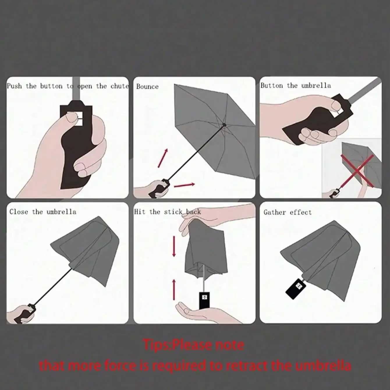 Black Rubber Fully Automatic Umbrella Student Windproof Sunshade Umbrella Sun and Rain Dual-Purpose Sunscreen Umbrella R250725