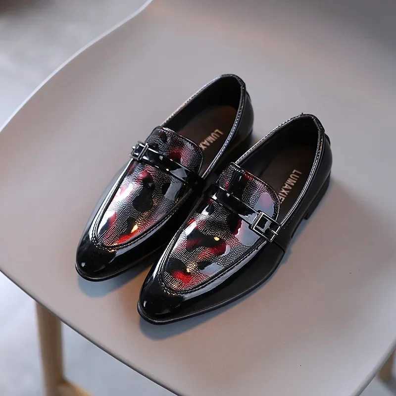 Childrens Leather Shoes Fashion British Style Boys School Performance Low-heeled Versatile Kids Wedding Pointed Toe Single Shoes XJ250724