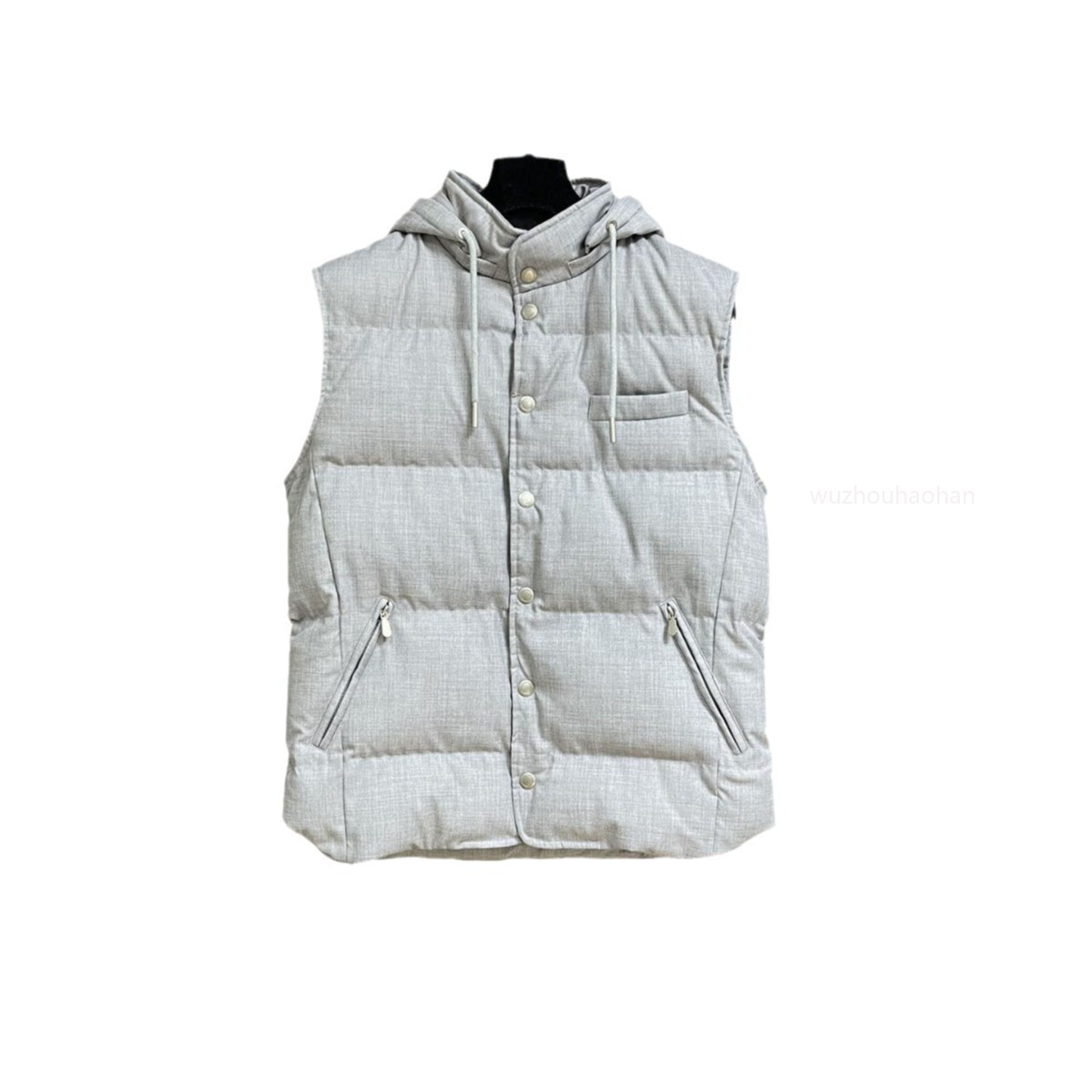 Mens Vests Autumn and Winter Leisure Hooded Vest Coat Zipper Sleeveless Down Jacket B1289