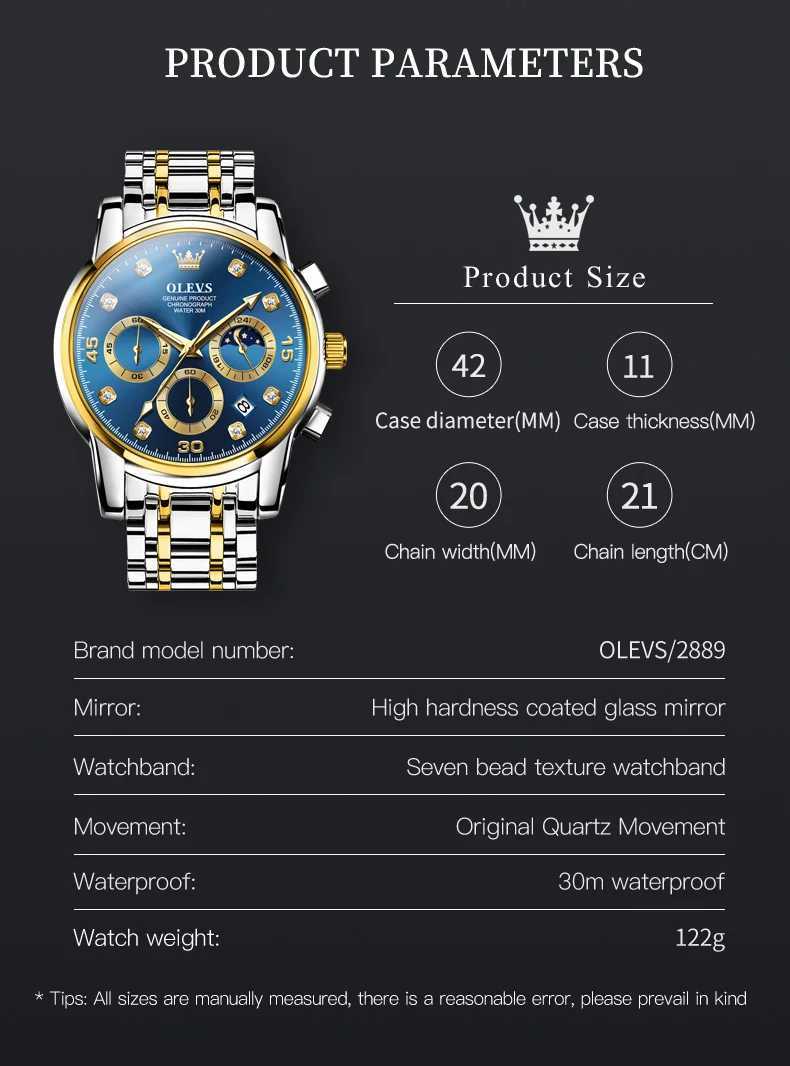 OLEVS Luxury Watch for Men Original Fashion Business Man Quartz Wristwatches Waterproof Stainless Steel Mens Watch Reloj Hombre W250724