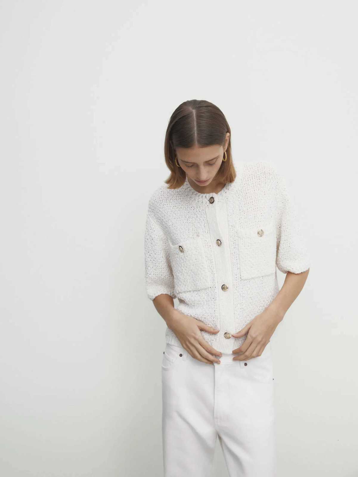 Ethereal MD 2025 massidutti spring new style of small fragrance texture knitted cardigan short coat X250724