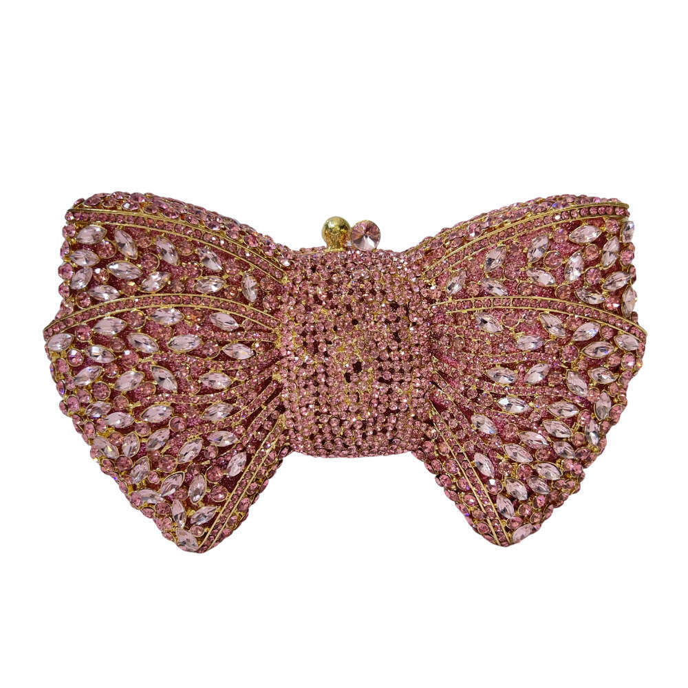 Designer Luxury Evening Diamond Premium Bowknot Diamond-Studded Evening Banquet Dress Rhinestone Women's Bag New Bow Clutch