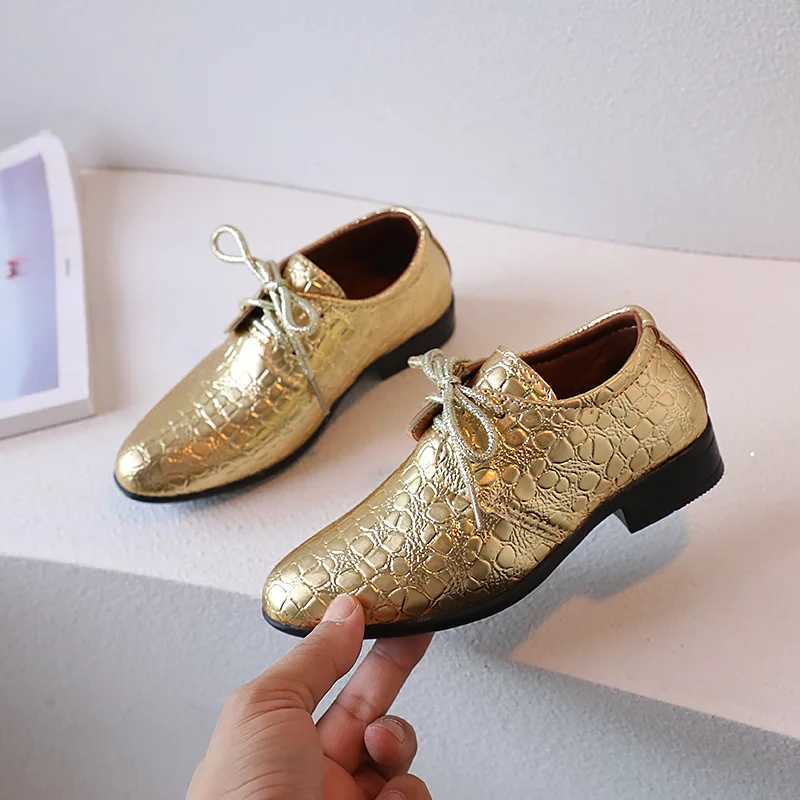 4 Leather Shoes for Par Wedding Shows Catwalk Cool Lace-Up Classic Kids Fashion Casual Shoes Loafers 2023 Children Dress PU XJ250724