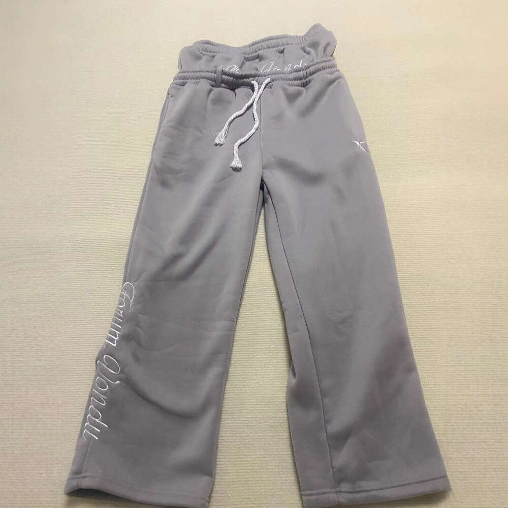 Double Waist Embroidered Sweatpants Unisex Trendy High Street Long Fake Two-Piece Loose Wide-Leg Pants